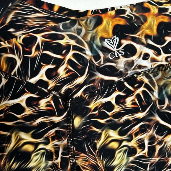 CLS Activewear Scrunch Booty Shorts – Fire Print, Double Layer, Made in USA - Picture 4 of 9